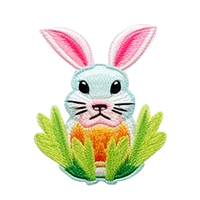 Patch Lapin de Pâques Broderie 3D Badge Animal Mignon Appliqué en Feutre Thermocollant pour Vêtements d'Enfants Chapeaux Sacs Bricolage Cadeau Artisanat