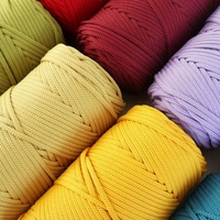 Fil 100% polyester, fil tressé de 4 mm, corde à brins ronds, fil fantaisie teinté tricoté à la main