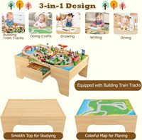 Table d'activités Montessori 3-en-1 en bois avec train, mobilier pour garderie, crèche, école maternelle avec bacs de rangement pour salle de classe de maternelle
