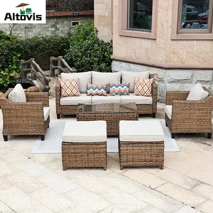 Hiện Đại Tất Cả Thời Tiết Patio Vườn Set Poly Mây Đồ Nội Thất Sân Vườn Cắt Phòng Chờ Sofa Cho Nhà Ban Công