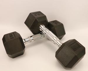 Équipement de fitness KG LBS personnalisé 5lb-100lb haltères hexagonaux en fonte revêtus de caoutchouc noir pour la musculation des bras - Product Image 2