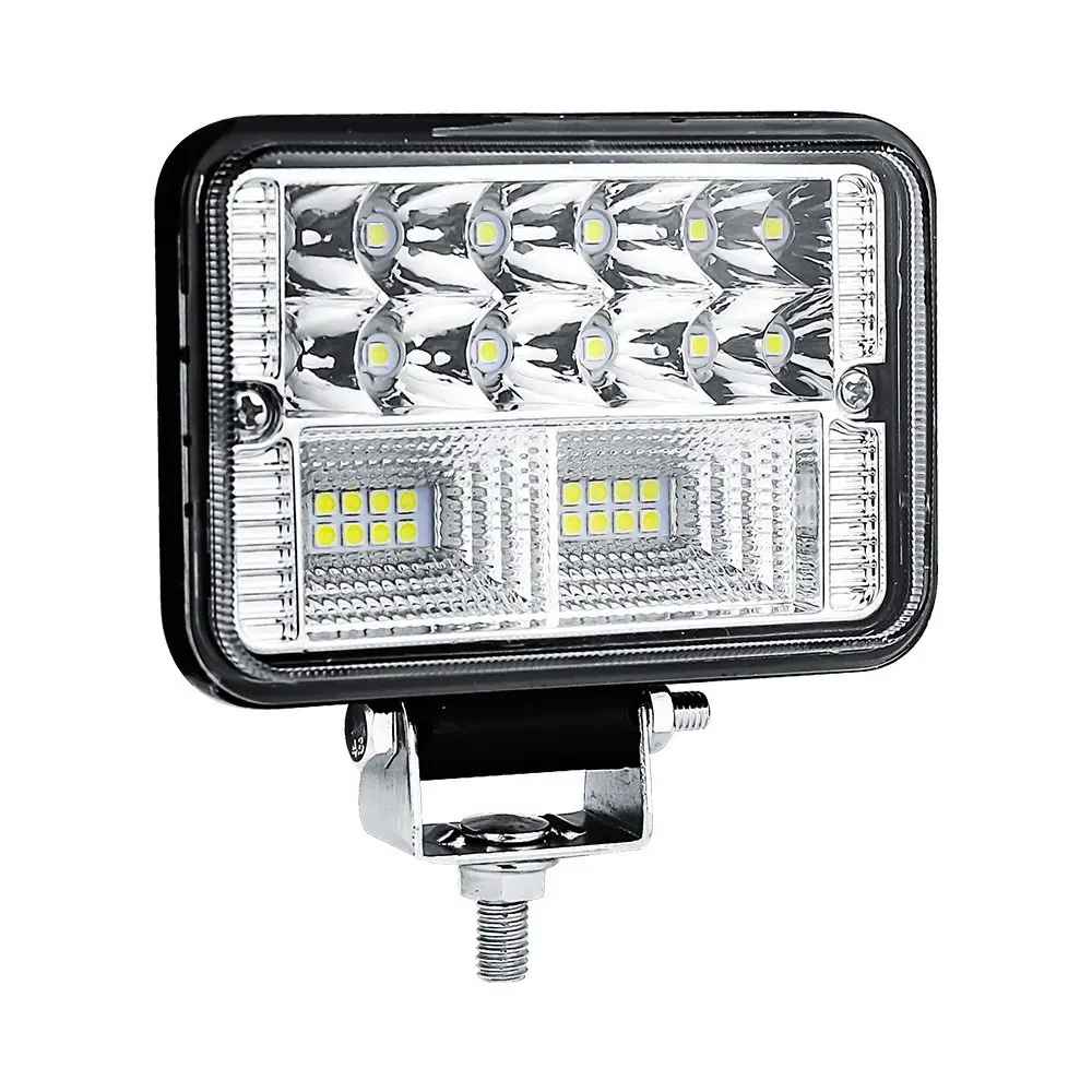 Luz de led para carro, farol dianteiro para carro com 26 leds c0047 luz de trabalho para caminhão de 4 ''barco off-road 78w barra de luz led quadrado