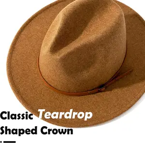 Fez beaver – chapeau classique en feutre de laine à large bord pour femme et homme, accessoire de cowboy, prix d'usine, vente en gros - Product Image 1