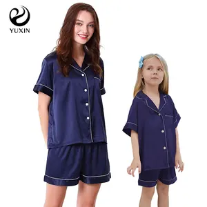 Women's Plus Size Satin Pajama Set 2 Pieces Short Adults' Pajama Suit Customization Satin Sleepwear