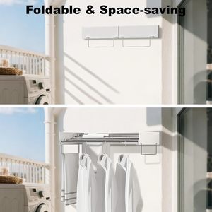 Tendedero de Ropa Plegable Vertical de Metal para Exteriores, Colgador de Pared para Almacenamiento, Diseños que Ahorran Espacio para Guardar Ropa de Niños - Product Image 5