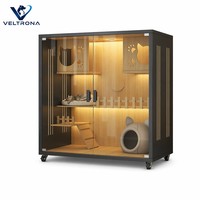 Villa Kucing Duplex Kustom, Villa Kucing Mewah Berlapis-lapis Ukuran Ekstra Besar, Rumah Hewan Peliharaan Kayu Indoor, Furnitur Kabinet Kucing