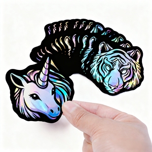 Cầu Vồng Bạc Hologram dính Sticker cổ điển 3D nhãn laser không thấm nước PVC Tùy chỉnh hình dạng cho sử dụng chung - Product Image 1