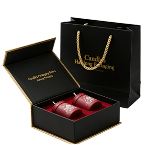 Candles Packaging Boxes Rigid Black Gold Foil Embossed Custom Logo Satin Lined Gift <b>Box</b> with Handle for Premium Candles - Product Image 1