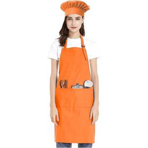 2025 Adjustable Orange L Cotton Canvas Apron and <b>Chef</b> <b>Hat</b> Set for Men and Women's BBQ Accessories - Product Image 1