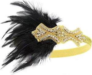 Feather <b>Headband</b> Women Vintage <b>Beaded</b> Hair Band Ethnic Style Costume Headpiece For Themed Party Banquet Masquerade Halloween - Product Image 3