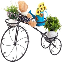 3 en pot De Forme De Bicyclette Jardinières Support Patio Présentoir En Métal Fer Fleur Plante Support Réglable Pour Jardin
