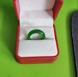 Anillo de Jade Hetian Natural a Precio de Mayoreo, Anillo de Jade Verde, Anillo de Sello para Boda, Verde Espinaca, Anillo Unisex para el Dedo Anímero, Talla 16-20mm - Product Image 5
