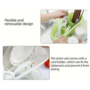 Piatto di <span class=keywords><strong>plastica</strong></span> Scolapiatti Doppio Gocciolamento Vassoio 2 Strato Utensile Posate Scarico - Product Image 6