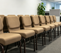 Chaises de théâtre empilables en tissu confortable et durable, pieds en acier, design moderne pour hôtel, église, auditorium, usage commercial