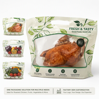 Sacs d'emballage pour légumes frais, pochettes en plastique personnalisées avec logo, fenêtre transparente, pour fruits, poulet rôti, aliments chauds, produits frais