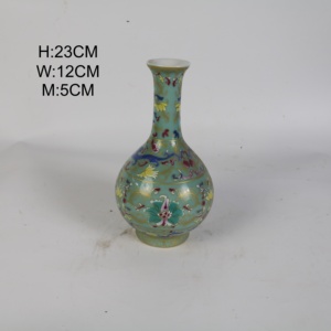 Vaso da Tavola in Porcellana Tradizionale con Motivo Floreale Smaltato su Sfondo <span class=keywords><strong>Turchese</strong></span> e Bordo Dorato per Matrimoni - Product Image 2