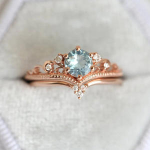 Anillo de Compromiso T0911 con Corona, Chapado en Oro Rosa, con Piedra de Topacio, Joyería Fina para Mujer - Product Image 1