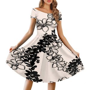 Personalizzazione esclusiva fiore di <span class=keywords><strong>Lava</strong></span> stampa on Demand elegante abbigliamento da donna Casual con spalle scoperte abito a maniche corte per donna - Product Image 4