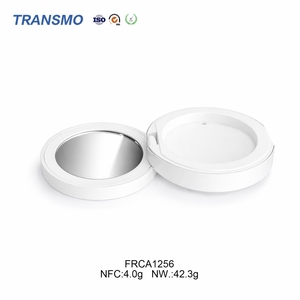 Minimalist Circular Refillable Beauty Powder Holder Attached <b>Mirror</b> Recyclable <b>Plastic</b> Cosmetic Vessel - Product Image 1