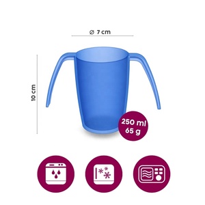 แก้วน้ำสองหูจับ PP 250 มล. ยี่ห้อ ORNAMIN ใช้กับไมโครเวฟและเครื่องล้างจานได้ ซ้อนเก็บได้ เหมาะสำหรับบ้านพักคนชรา โรงพยาบาล และการดูแลผู้สูงอายุ - Product Image 3