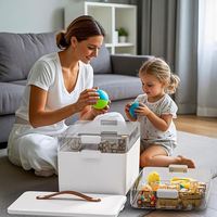 Boîte de rangement en plastique à double niveau de 19,7 litres avec plateau amovible, durable, pour cuisine, armoire, organisation de perles et fournitures artistiques
