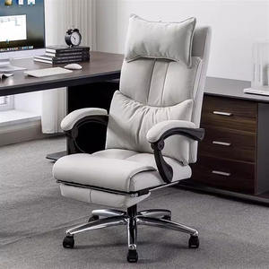 Sillón de ordenador ergonómico de PU <span class=keywords><strong>rosa</strong></span>, Base de Metal fuerte, rueda de cristal silenciosa, silla de oficina de masaje con reposapiés - Product Image 3