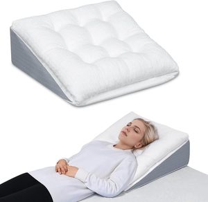 Almohada de espuma viscoelástica triturada de doble capa triangular ajustable de fábrica, soporte suave ideal para cama, respaldo y soporte para dormir - Product Image 1