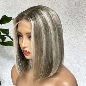 Pre desplumado Rubio <span class=keywords><strong>Balayage</strong></span> <span class=keywords><strong>en</strong></span> marrón <span class=keywords><strong>Bob</strong></span> <span class=keywords><strong>corto</strong></span> Peluca 4x4 13x4 Peluca con malla frontal Peluca de cabello humano sin pegamento - Product Image 1
