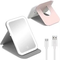 Portable Rechargeable LED éclairé maquillage miroir de courtoisie écran tactile Dimmable éclairage pliable table cosmétique miroir voyage