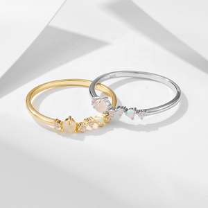 Fashion 925 Sterling Silver <strong>Gold</strong> Plated Marquise <strong>Opal</strong> Diamond Cz Zircon Band <strong>Rings</strong> - Product Image 5