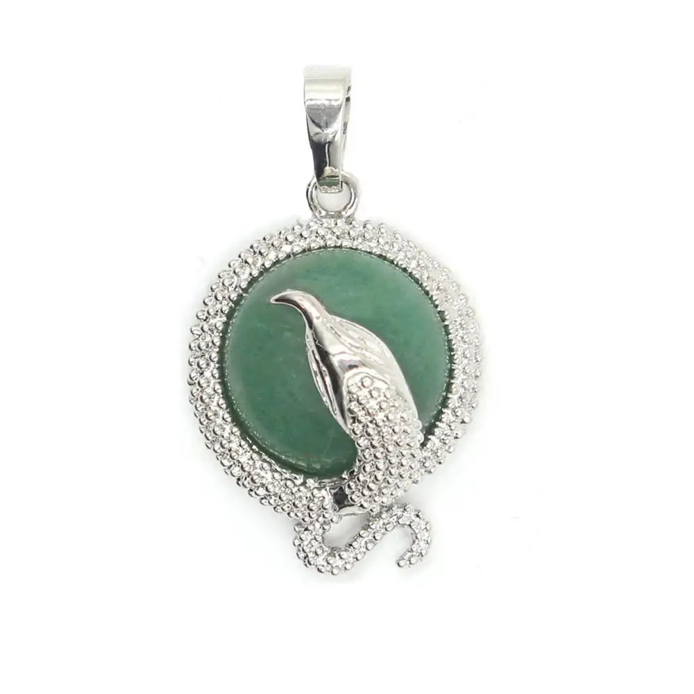 High Quality Green Aventurine Pendant With Stainless Steel Appearance Model For Jewelry Making