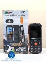 Téléphone portable Hope K31 avec lampe torche super grande de 2,4 pouces, quatre cartes SIM, batterie de 10 000 mAh, banque d'alimentation