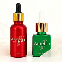 Flacon compte-gouttes de précision en verre plat/ronde personnalisé (couleur au choix) 30ml 50ml 100ml pour huile de croissance capillaire, sérum barbe, huile bronzante, soins de la peau
