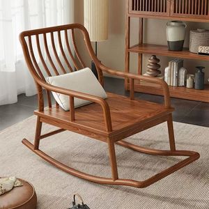 Silla Mecedora de Madera Maciza de Estilo Chino, Silla de Descanso para Adultos de Madera de Olmo, Muebles para Sala de Estar, Silla para Siesta - Product Image 3