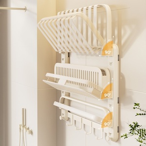 <span class=keywords><strong>Toallero</strong></span> Plegable Blanco Crema, <span class=keywords><strong>Toallero</strong></span> de Pared con <span class=keywords><strong>Taladro</strong></span> - Instalación <span class=keywords><strong>sin</strong></span> Perforaciones - Product Image 2