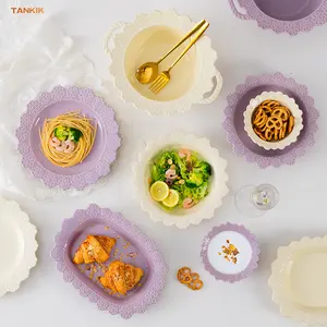 Macaron renk yeşil pembe bej Vintage fransız çatal seramik tabak çanak çorba erişte kasesi ray bağlantı çubuğu kase seramik yemek seti