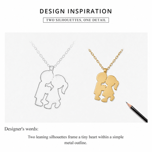 Collier pendentif pour couple en acier inoxydable plaqué or 14 carats sous vide, chaîne fine, options de couleur or et argent - Product Image 3