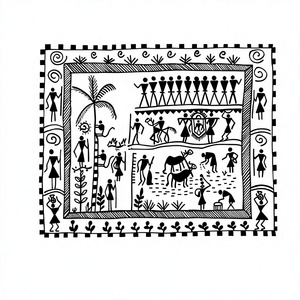 Pintura Artesanal 3D Completa en Metal Estilo Vintage de Bihar Madhubani, Arte Folclórico, Decoración del Hogar, Jharkhand - Product Image 1