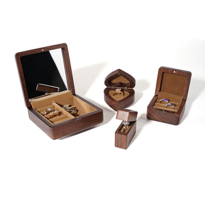 Boîte à bijoux en bois avec miroir et insert en velours, organiseur de bijoux, rangement pour boucles d'oreilles, bagues, bracelets, colliers pour femmes et filles - Product Image 1