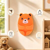 Support mural autocollant en acrylique en forme d'ours mignon pour prise électrique et brosse à dents, robuste, sans perçage, organisateur de rangement de cuisine, vente en gros