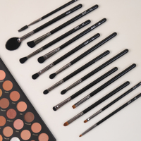 EMF Lot de 15 pinceaux de maquillage de luxe avec sac, marque privée, ensembles complets de pinceaux de maquillage pour maquilleurs professionnels noirs