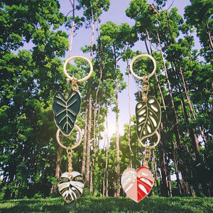 Llavero de Acero Inoxidable con Mosquetón, Diseño Vintage de Hoja Tropical Monstera, Color Verde, Resistente al Agua, Ideal para Regalo de Cumpleaños o Hawaiano - Product Image 3