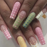 Uñas Artificiales 3D de Calidad Profesional para Salón de Belleza, Uñas Francesas de Verano en Color Arcoíris Fresa, Uñas Hechas a Mano Personalizadas