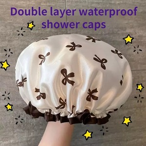 Gorro de Ducha de Satén de Doble Capa, Impermeable, de Secado Rápido, Elástico y Reutilizable, con Diseño de Lazo - Product Image 3