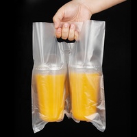 Porte-gobelet jetable en plastique pour café, lait, thé, sac à emporter en plastique, plateau à deux tasses épaissi pour sortir les aliments en plastique