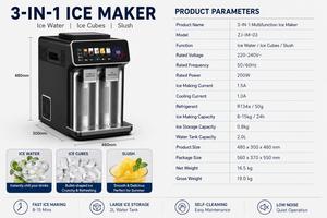 Machine à glaçons multifonction 3 en 1, machine à glace pilée et à eau glacée avec écran tactile pour usage domestique et commercial - Product Image 3