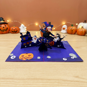 Tarjeta 3D Pop Honeycomb Hecha a Mano con Diseño de Bruja de Halloween, para Bodas, Cumpleaños, Acción de Gracias, Personalizada, al Mejor Precio al por Mayor - Product Image 1