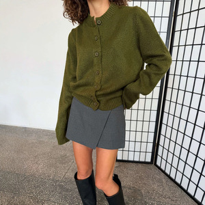Cardigan en maille pour femme, coupe ample, col rond, boutonnage frontal, décontracté, mode automne 2026 - Product Image 2