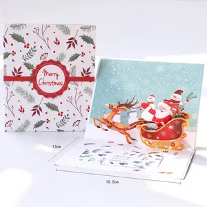 Design personalizado premium impresso 3D natal pop up cartões festival ano novo cartão inverno feriado festa cartões de presente