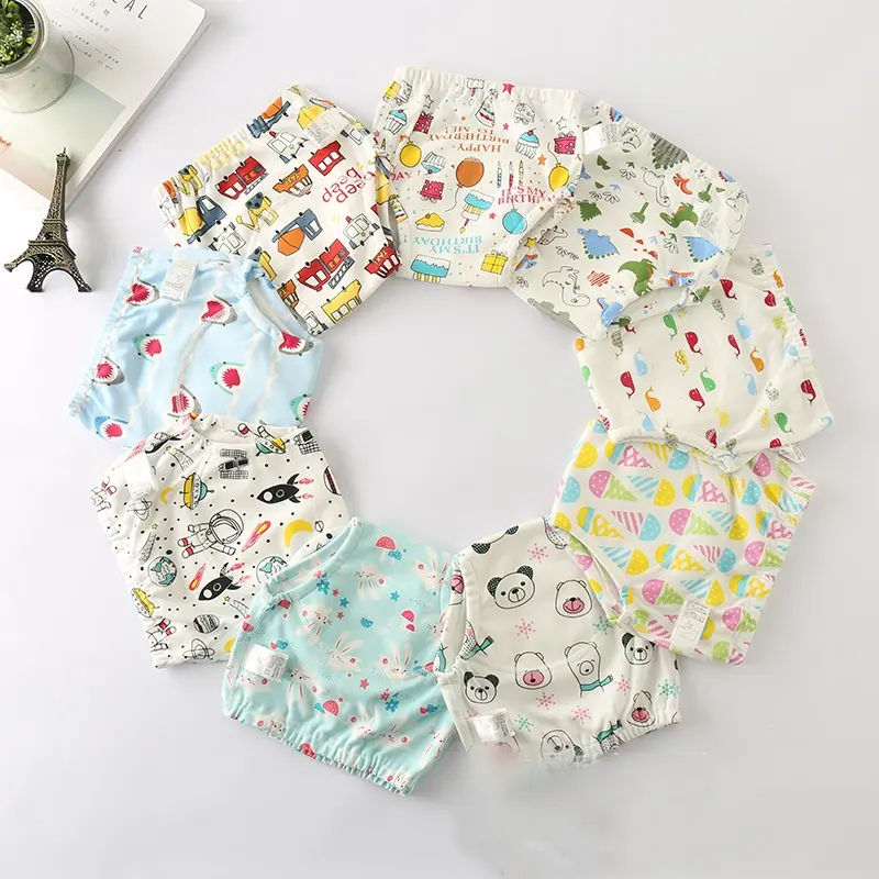 Hot Sell Newborn Waterproof Washable Diapers Cartoon Cute Baby Diapers Baby Multiple Colors Available Cotton Diapers